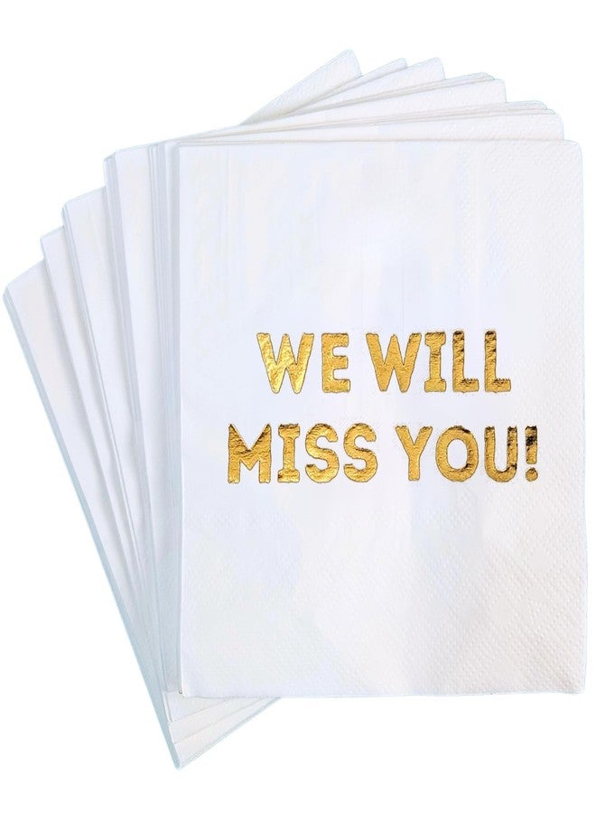 Cloverjoyed We Will Miss You Cocktail Napkins - 50 Pack White - Farewell, Going Away, Retirement Party Decorations Supplies, Coworkers Leaving Goodbye, Military Army Good Luck, Moving Celebrations - Image 1